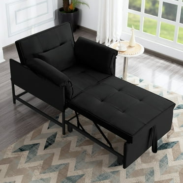 Gewnee Single Convertible Chair Bed, Sleeper Chair Bed 3 in 1, Stepless Adjustable Backrest,Armchair, Sofa Bed Pull Out Sleeper Bed Living Room, Bedroom