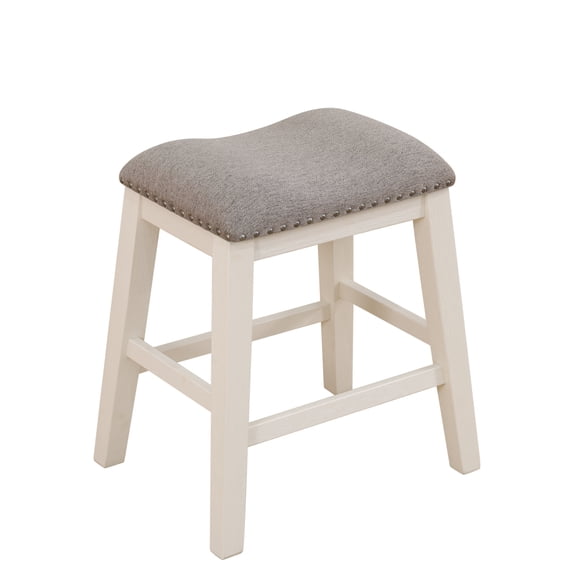 Gewnee Solid Wood 24" Counter Height Bar Stools Saddle Bar Stool,Gray