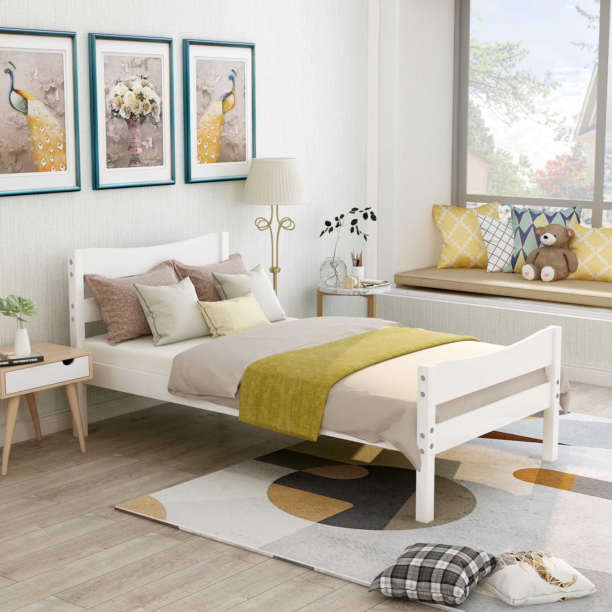 Walmart white platform bed discount