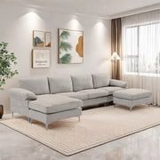 Gewnee U-Shaped Oversized Modular Sectional Sofa Couch 6 Seater Free Combination Sofa&Couch W/2 Pillows for Living Room Home/House/Apartment/Office