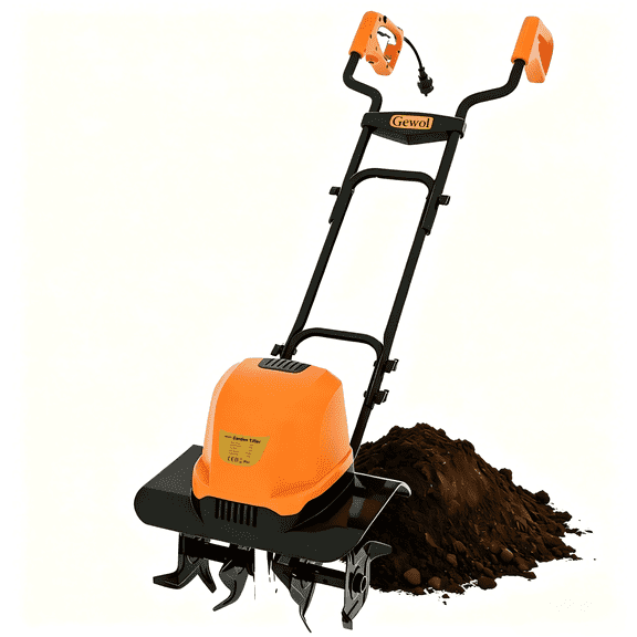 Gewol Electric Tiller Cultivator Scarifiers, 14 Inch 12 Amp Corded Garden Tiller with 4 Steel Blades Easy to Use for Lawn Garden Soil Tilling