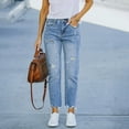 thumbnail image 1 of Gewsdrf Cargo Pants Women Jeans for Women Women Stretchy High Waisted Straight Leg Ripped Boyfriend Jeans Frayed Ankle Denim Pants Jeggings for Women Petite Pants Womens Jeans Sky Blue S, 1 of 1