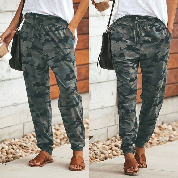 Gewsdrf Cargo Pants Women Trousers Pants Women Camouflage Pants Casual Women Pants Print Sports Pants Womens Work Pants High Waisted Pants Parachute Pants Green XL