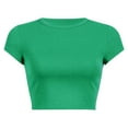 thumbnail image 1 of Gewsdrf Crop Tops,Tshirts Shirts for Women,Women's Round Neck Summer Solid Color Short T Shirt,Cute Tops,Summer Tops,Womens T Shirts,Green 1,S, 1 of 5