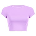 thumbnail image 1 of Gewsdrf Crop Tops,Tshirts Shirts for Women,Women's Round Neck Summer Solid Color Short T Shirt,Cute Tops,Summer Tops,Womens T Shirts,Purple 2,M, 1 of 6