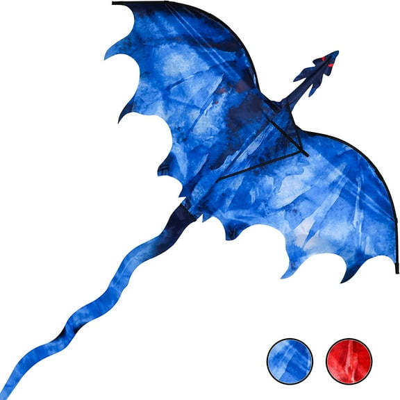 Gex Worldwide 54" Ice Dragon Huge Kite with Tail for Kids and Adults