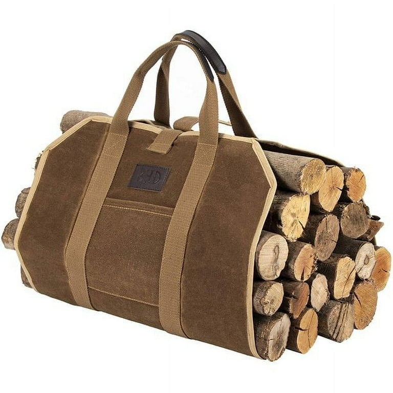 GEX Firewood Fireplace Carrier Logs Tote Holder 20 oz Waxed Canvas Sturdy Bag with Handles for Camping Indoor Outdoor GEX Firewood Fireplace Carrier Logs Tote Holder 20 oz Waxed Canvas Sturdy Bag with Handles for Camping Indoor Outdoor