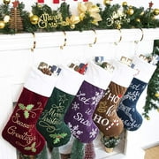 Gex Worldwide Multi-color Plush Embroidery Classic Luxury Velvet Large Fireplace Christmas Stockings, 22" (5 Count)