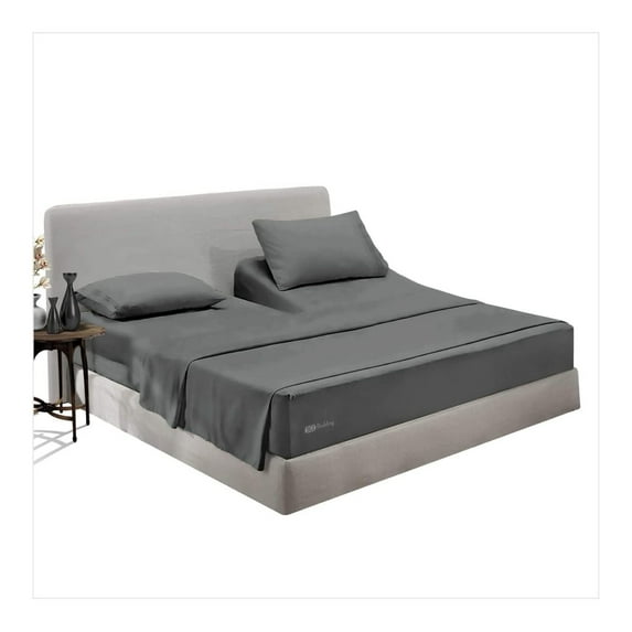 Gexandy 28" King Split Top Head Sheet Set 1800 Threads Top Sheet for Adjustable Bed 4 Piece Sheet Set 18" Deep Pocket for Sleep Number Bed - Dark Gray