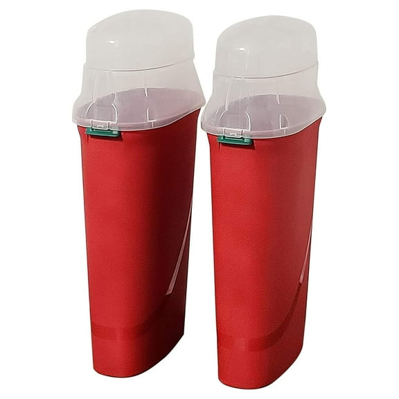 Gexandy 30-Inch Compact Plastic Vertical Lightweight 20 Roll Gift Wrap Storage Organization Container Box Tote with Clear Latching Lid, Red (2 Pack)