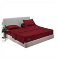 thumbnail image 1 of Gexandy 32" Cal King Split Top Head Sheet Set 1800 Threads Top Sheet for Adjustable Bed 4 Piece Sheet Set 18" Deep Pocket for Sleep Number Bed - Burgundy, 1 of 8