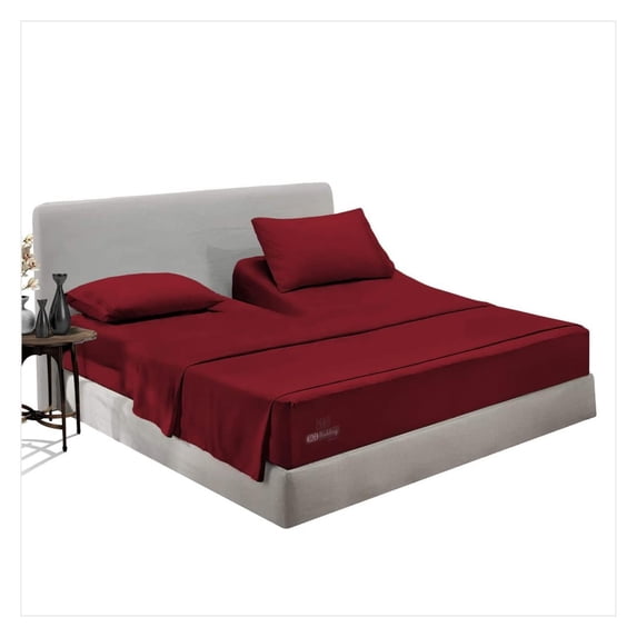Gexandy 32" Cal King Split Top Head Sheet Set 1800 Threads Top Sheet for Adjustable Bed 4 Piece Sheet Set 18" Deep Pocket for Sleep Number Bed - Burgundy