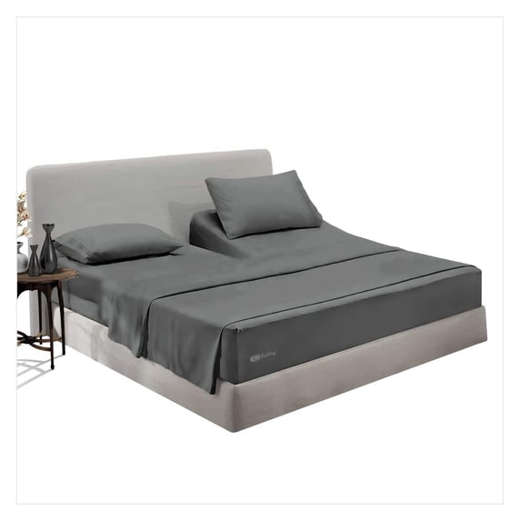 Gexandy 36" Queen Split Top Head Sheet Set 1800 Threads Top Sheet for Adjustable Bed 4 Piece Sheet Set 18" Deep Pocket for Sleep Number Bed - Dark Gray