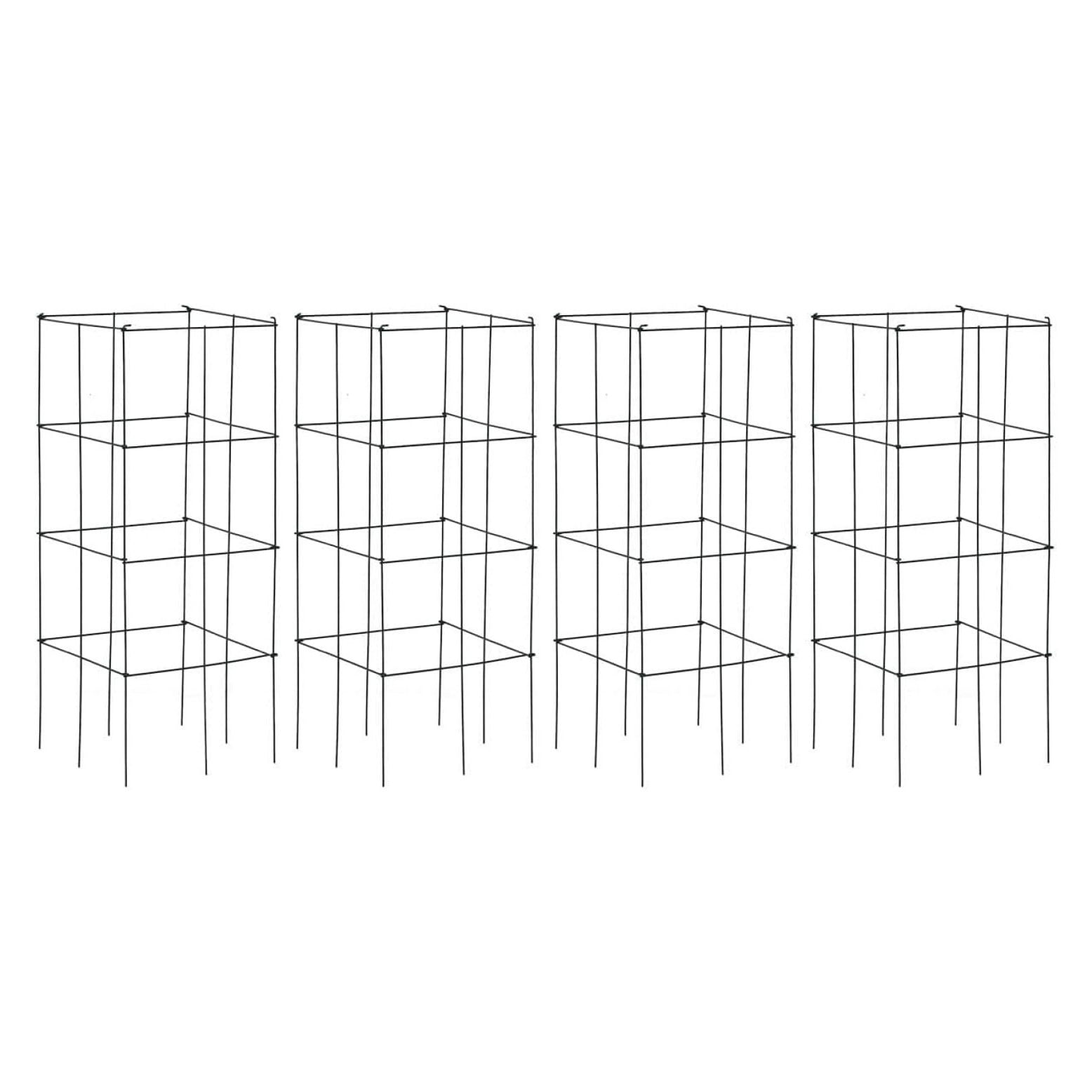 Gexandy 4 Pack Folding Tomato Cages, 39 Inches Tall Square Plant Support Cage for Garden Climbing Plants Flowers Fruits, Heavy Duty Tomato Vegetable Trellis
