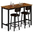 thumbnail image 1 of Gexandy 47.2" Bar Table Set of 2,Pub Height Table & 2 PU Upholstered Stools with Backrest,3 Piece Breakfast Bar Table Sets,for Living Room,Kitchen,Bar,Rustic Brown & Black & Brown, 1 of 2