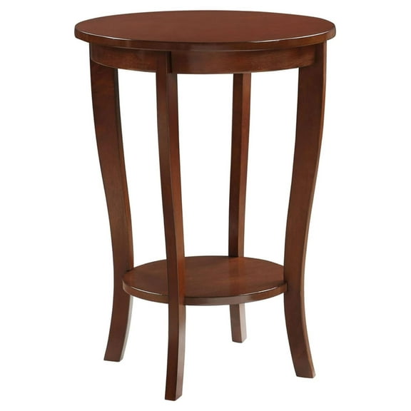 Gexandy American Round End Table with Shelf, Espresso