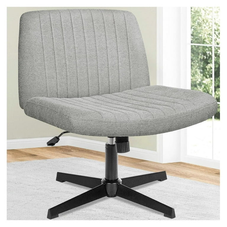 Gexandy Criss Cross Legged Armless Desk Chair No Wheels Swivel Modern Ergonomic Vanity Fabric Wide Computer Gaming Chairs for Home Office Grey Walmart
