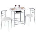thumbnail image 1 of Gexandy Dining Table Set, Modern Dining Table and 2 Chairs, Small Kitchen Table Set for 2 with Wine Rack Breakfast Table and Chairs for Kitchen Home Apartment, White, 1 of 9