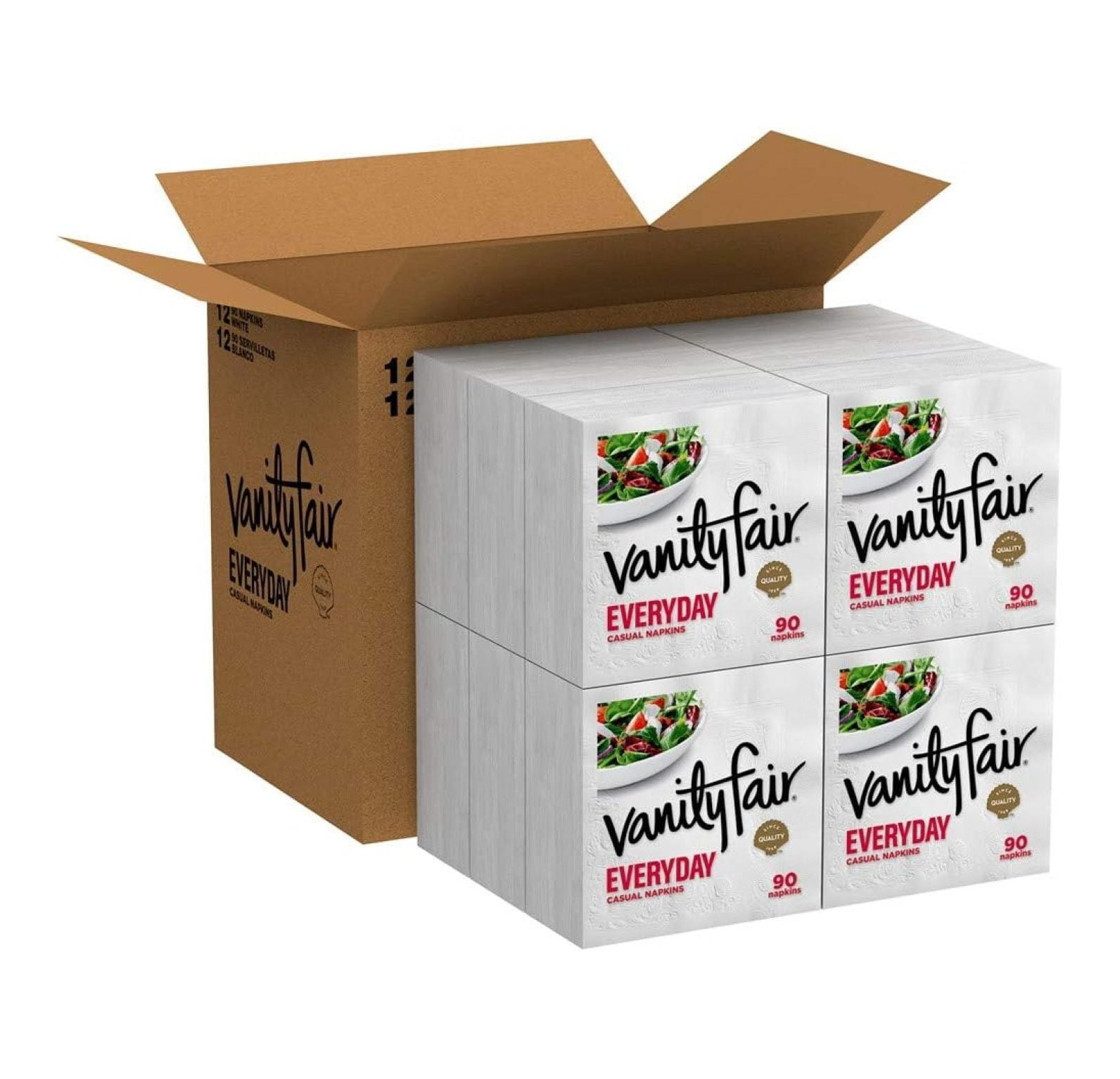 Gexandy Everyday Napkins, 1080 Count, White Paper Napkins, 90 Count (Pack of 12)