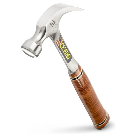 Gexandy Hammer - 16 oz Curved Claw with Smooth Face & Genuine Leather Grip - E16C