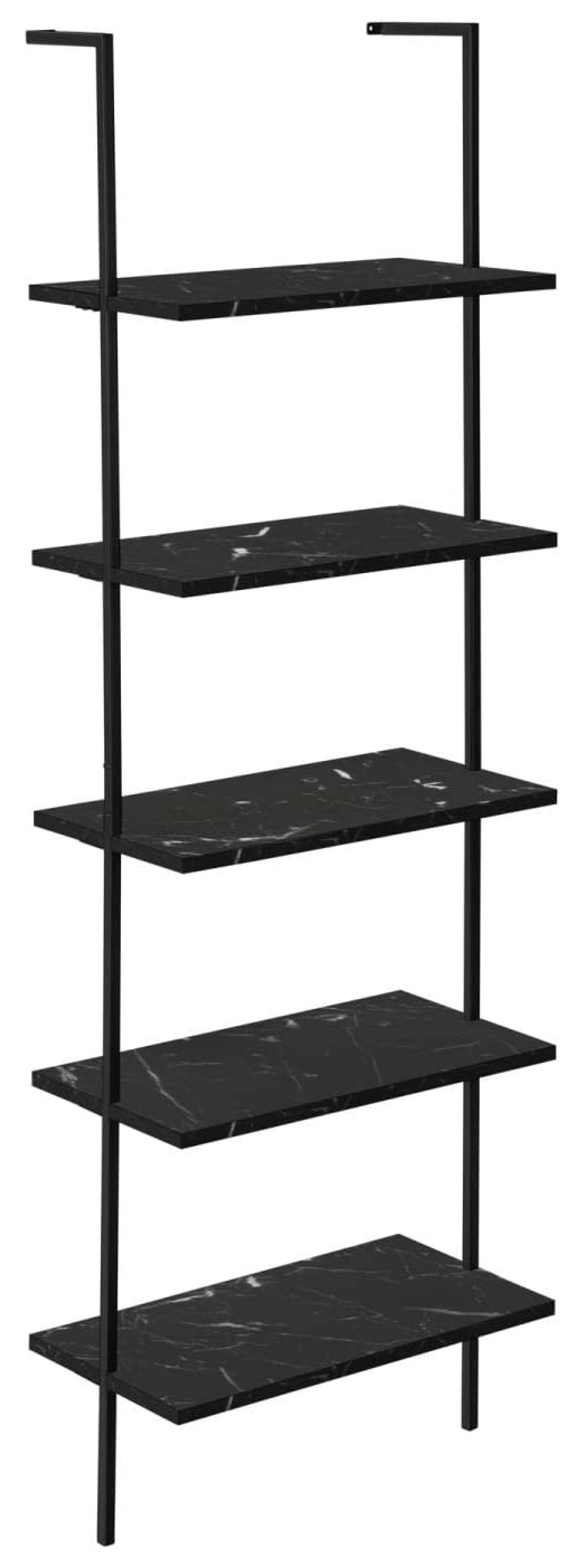 Black Metal 5-Tier Ladder Bookshelf