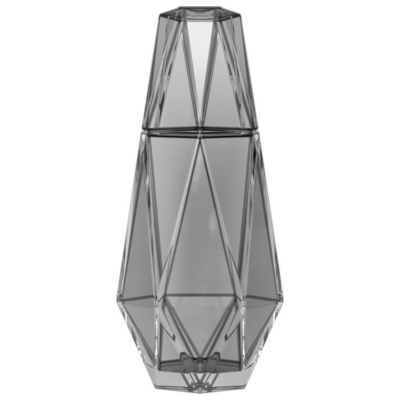 Gexandy Modern Geometric Bedside Carafe | 2Piece Set Bedside Water Carafe | Glass Carafe with Cup that Doubles as Lid | Bedside Water Carafe and Glass Set in Grey (37oz)