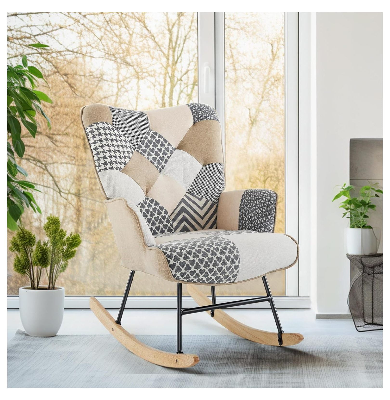Gexandy Patchwork Rocking Chair, Accent Chair for Bedroom and Living ...
