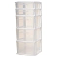 thumbnail image 1 of Gexandy Plastic 5 Clear Drawer Medium Home Organization Storage Container Tower with 3 Large Drawers and 2 Small Drawers, Black Frame, 1 of 9