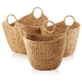 thumbnail image 1 of Gexandy Set of 3 Multipurpose Boat Baskets with Handles - Natural, Woven Water Hyacinth Storage Organizers for Throw Blankets, Bedroom, Living Room, Laundry, 1 of 7
