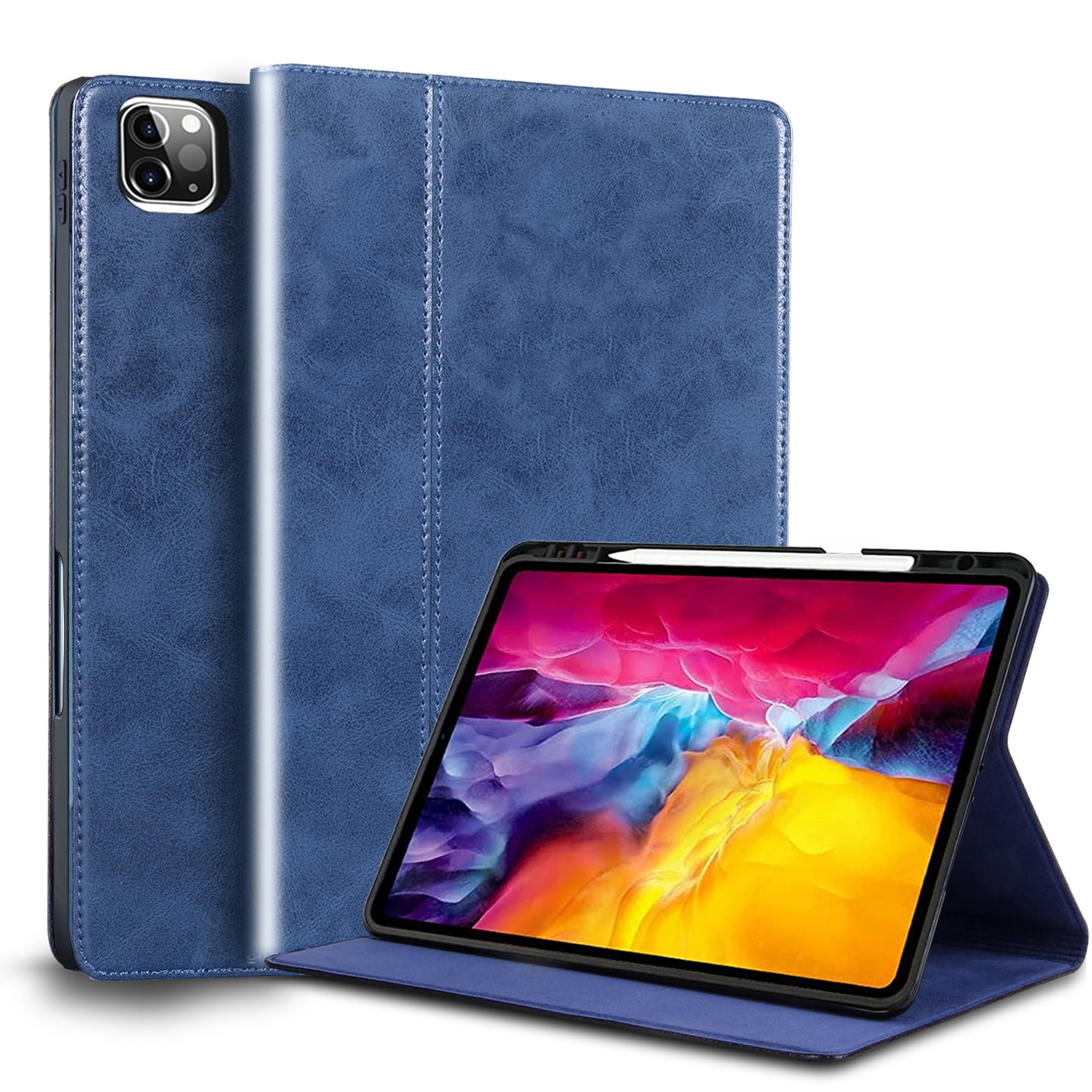 Gexmil For Ipad Pro 12.9-inch Case 6th/5th/4th/3rd Gen 2022/2021/2020/2018,Built-in Pencil Holder.Blue