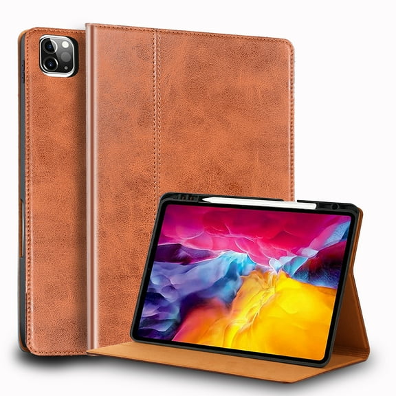 Gexmil For Ipad Pro 12.9-inch Case 6th/5th/4th/3rd Gen 2022/2021/2020/2018,Built-in Pencil Holder.Brown