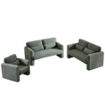 thumbnail image 1 of Gexpusm 3 Piece Corduroy Living Room Sofa Set 2 Modern Loveseats and 1 Single Sofa Chair, Green, 1 of 6