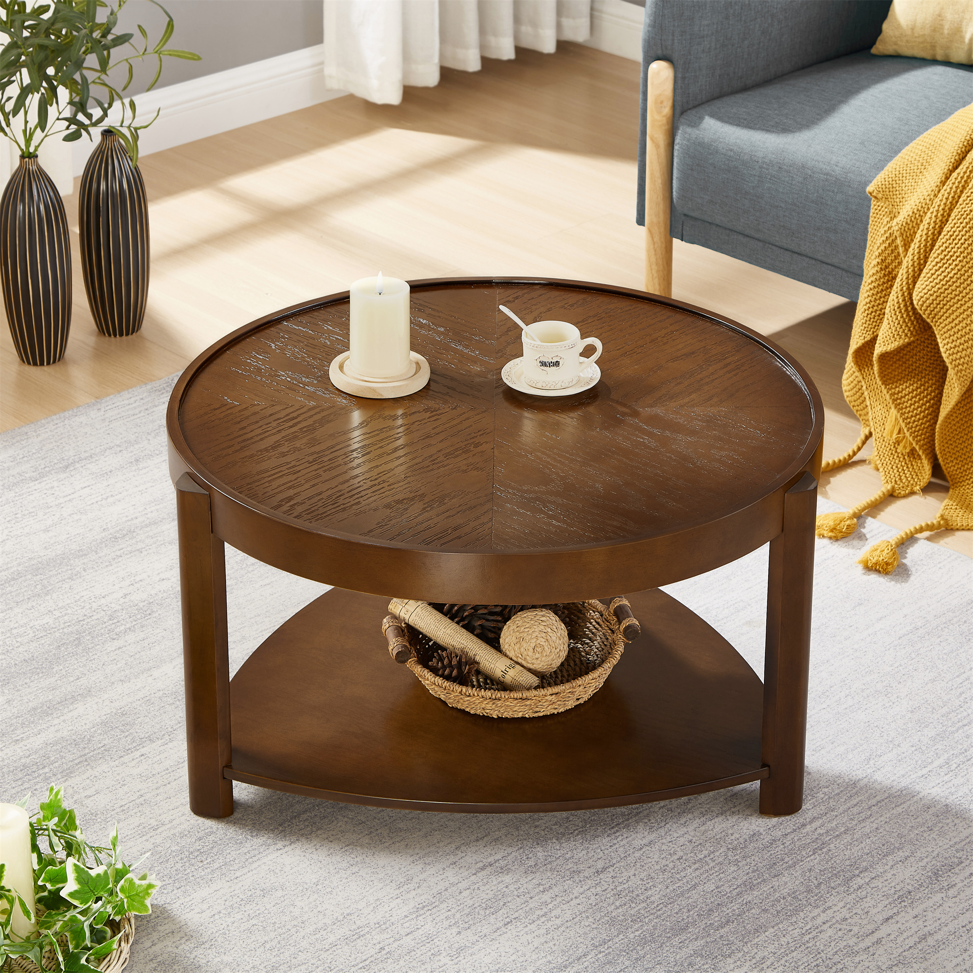 Winsome Wood Morris Coffee Table with 3 Storage Baskets, Espresso