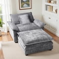 thumbnail image 1 of Gexpusm 40" Chenille Accent Chair with Ottoman - Ultra-Comfy Single Sofa Chair for Living Room, Bedroom & Apartment,Grey, Ideal for Reading and Relaxing, 1 of 6