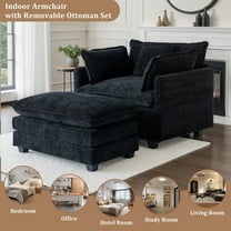 Gexpusm 40'' Wide Modern Accent Chair & Single Sofa Lounge for Living Room, Chenille Oversized Armchair with Ottoman, Black