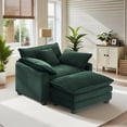 thumbnail image 1 of Gexpusm Modern Comfy Living Room Sofa Chair, Corduroy Upholstered Armchair, Compact Reading Chair with Footrest for Living Room, Bedroom and Office,Green, 1 of 5