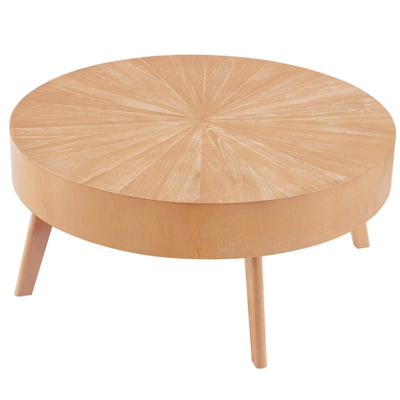 Gexpusm Coffee Table, Round Natural Solid Wood Coffee Table for Living Room, Bedroom,Orange