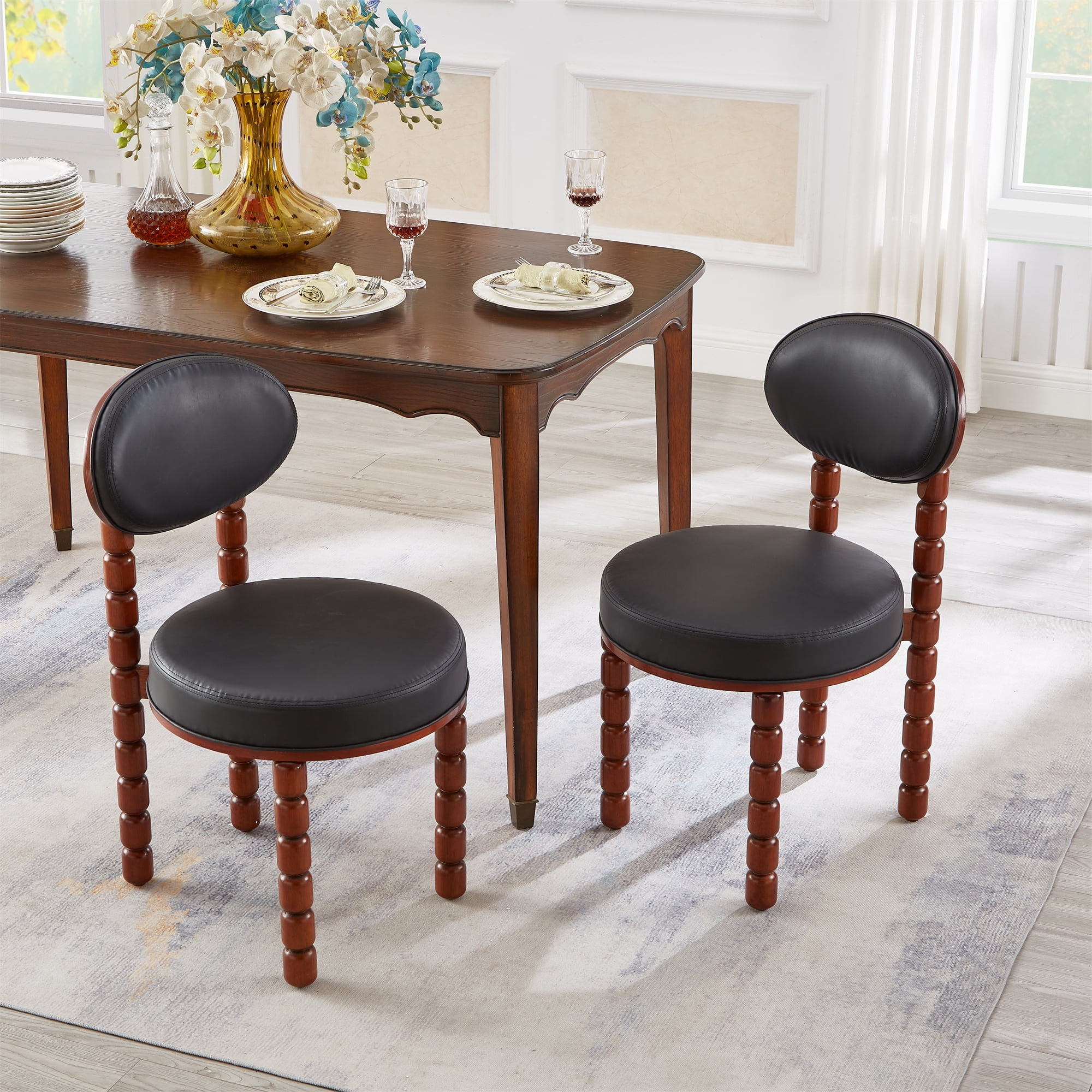 Gexpusm Dining Chairs Set of 2, Mid-Century Modern Upholstered Dining Chairs with Solid Wood ...