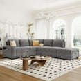 thumbnail image 1 of Gexpusm L-Shaped Upholstered Sectional Sofa Freely Combination, with Storage Seat and USB Port,Blue, 1 of 9
