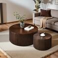 thumbnail image 1 of Gexpusm Round Coffee Table Set of 2, Handcraft Nesting with Small End Table for Living Room, Apartment,Solid Wood , Chocolate, 1 of 7