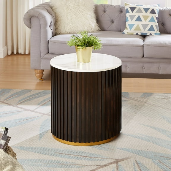 Gexpusm Round End Table with Storage, Small Side Table with Wooden Lid Top for Living Room, Bedroom and Office, Black
