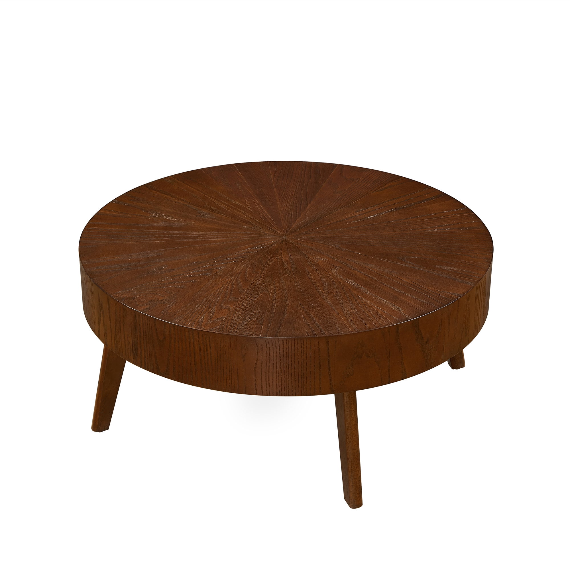 Gexpusm Round Wood Coffee Table, Farmhouse Round Coffee Table for Living Room, Solid Wood Circle