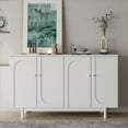 thumbnail image 1 of Gexpusm Stylish and Functional 4-Door Intaglio Storage Cabinet with Pine Legs, Solid Wood Pulls and MDF, for Living Room Bedroom,and Kitchen,White, 1 of 6