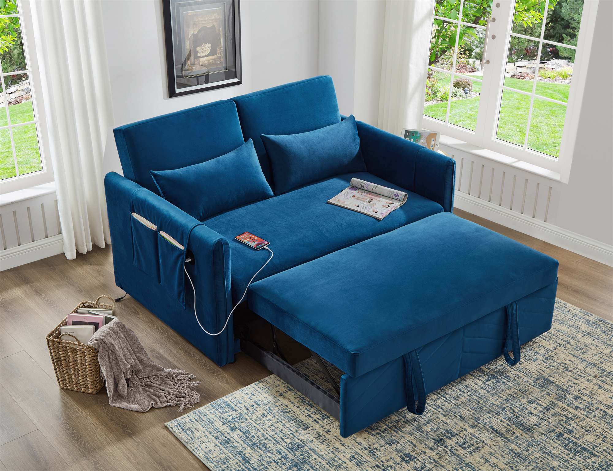 Gexpusm Upholstered Sleeper Sofa Pull Out Bed, Convertible Loveseat