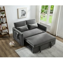 Gexpusm Upholstered Sleeper Sofa Pull Out Bed, Convertible Loveseat Sofa Couch for Living Room, Gray