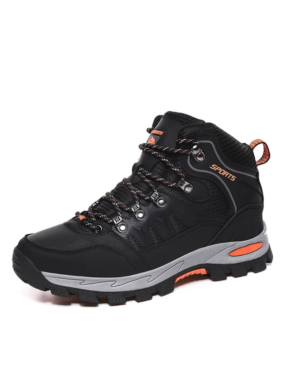Hiking Boots for Men Mid Ankle Trekking Trails Boots Work Boots,Black
