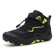 Kids Boys Girls Hiking Shoes Wide Toe Box Hiking Boots Barefoot Outdoor Shoes for Walking Climbing Running,Black