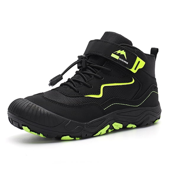 Gexuosn Kids Boys Girls Hiking Shoes Wide Toe Box Hiking Boots Barefoot Outdoor Shoes for Walking Climbing Running,Black