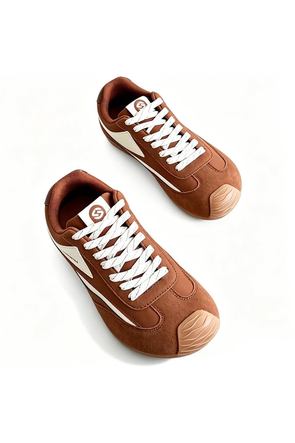 Gexuson Retro Fashion Wide Width Sneakers Classic Casual Walking Shoes Non Slip Gym Shoes for Women 9 Wide, Brown