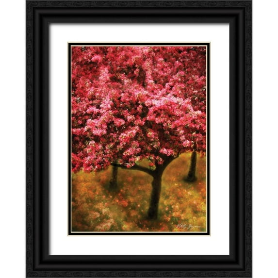 Geyman, Vitaly 14x18 Black Ornate Wood Framed with Double Matting Museum Art Print Titled - Pink Cherry Tree